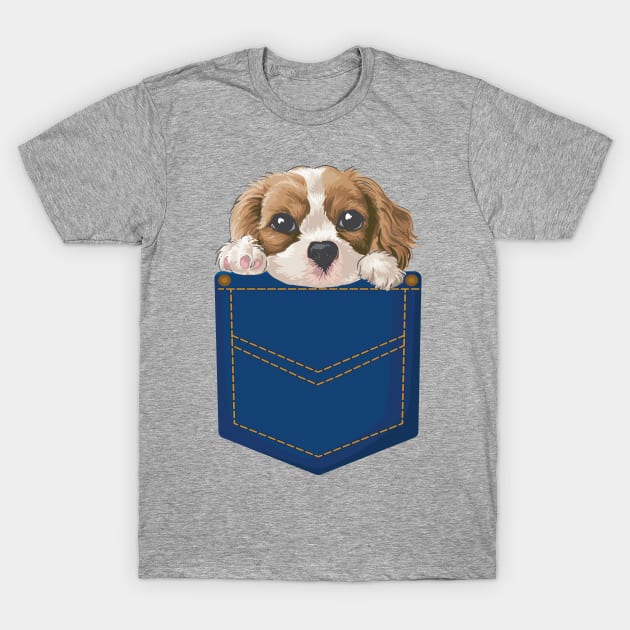 Cute Puppy in Pocket T-Shirt by Fun Personalitee